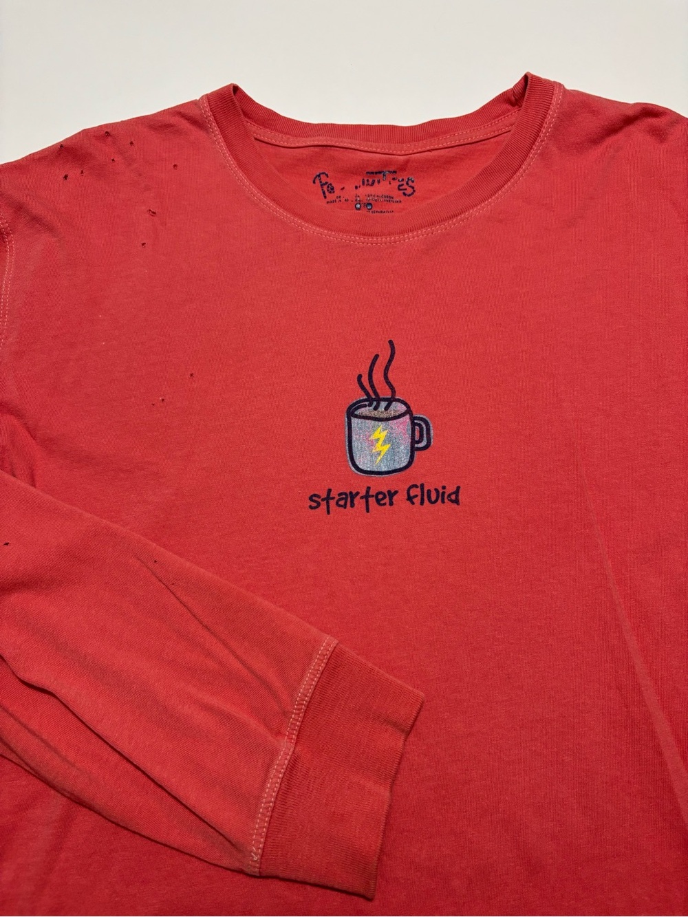 Positives Red Blue & Yellow Barista Starter Fluid Cotton Long Sleeve Tee
